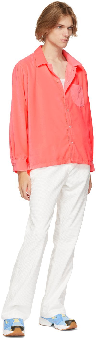 ERL Pink Velvet Drop-Tail Shirt