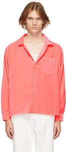 ERL Pink Velvet Drop-Tail Shirt - Chemise à tailles de velours velours rose erl - ERL 핑크 벨벳 드롭 꼬리 셔츠
