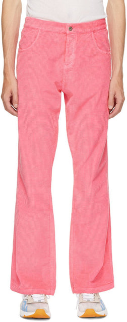 ERL Pink Waffle Corduroy Trousers - Pantalon velours velours de gaufre rose erl - ERL 핑크 와플 코듀로이 바지