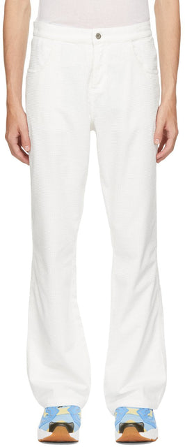 ERL White Waffle Corduroy Trousers - Pantalon velours velours de gaufre blanc erl - ERL 화이트 와플 코듀로이 바지