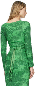 Eckhaus Latta Green Wool Poison Wrap V-Neck Sweater