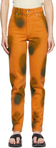 Eckhaus Latta Orange Echo Dot Tapered EL Jeans - Eckhaus Latta Orange Echo Dot Tapered El Jeans - Eckhaus Latta 오렌지 에코 도트 테이퍼 엘 청바지
