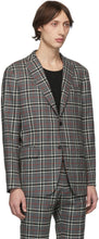 Eidos Grey Wool Windowpane Plaid Blazer