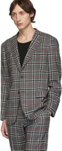 Eidos Grey Wool Windowpane Plaid Blazer