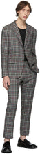 Eidos Grey Wool Windowpane Plaid Blazer