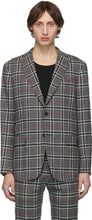 Eidos Grey Wool Windowpane Plaid Blazer - Blazer à carreaux de laine de laine grise Eidos - Eidos 회색 양모 창 팬 격자 무늬 블레이저