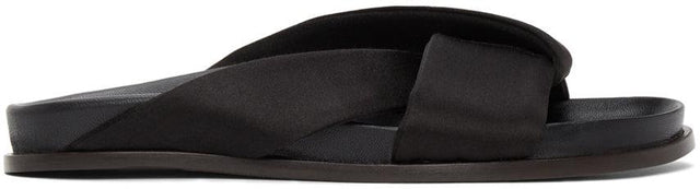 Emme Parsons Black Satin Folded Slides - Emme Parsons Noir Satin Diapositives pliées - Emme Parsons 검은 새틴 접힌 슬라이드