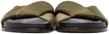 Emme Parsons Khaki Satin Folded Slides