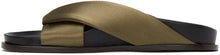 Emme Parsons Khaki Satin Folded Slides