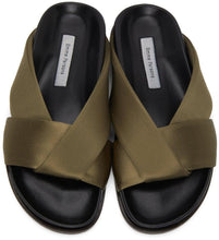 Emme Parsons Khaki Satin Folded Slides