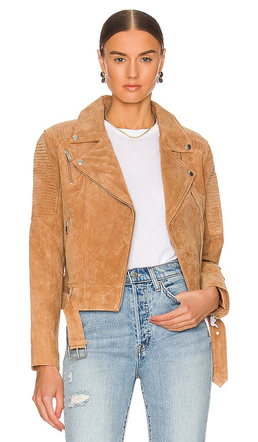 Ena Pelly Classic Suede Biker Jacket in Tan Ena Pelly Classic Suede Biker Veste en bronzage 棕褐色的Ena Pelly经典绒面革骑自行车的夹克