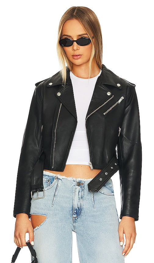 Ena Pelly Goldie Leather Jacket in Black ENA PELLY GOLDIE Cuir Veste en noir 黑色的Ena Pelly Goldie皮夹克
