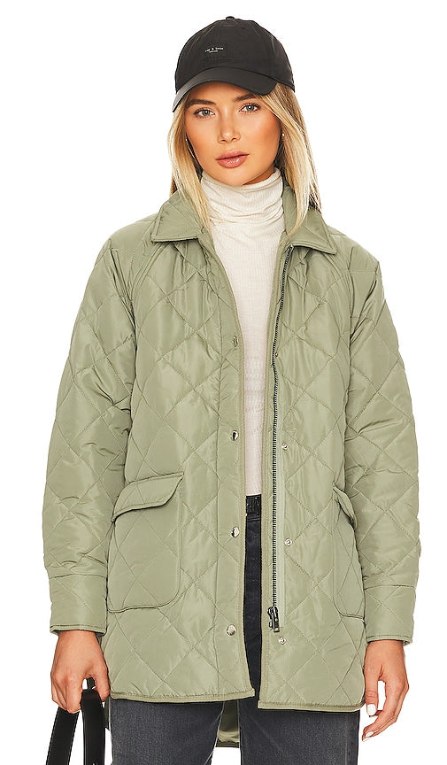 Ena Pelly Lauren Quilted Coat in Sage Ena Pelly Lauren Mandouted Matelt in Sage Ena Pelly Lauren缝外套
