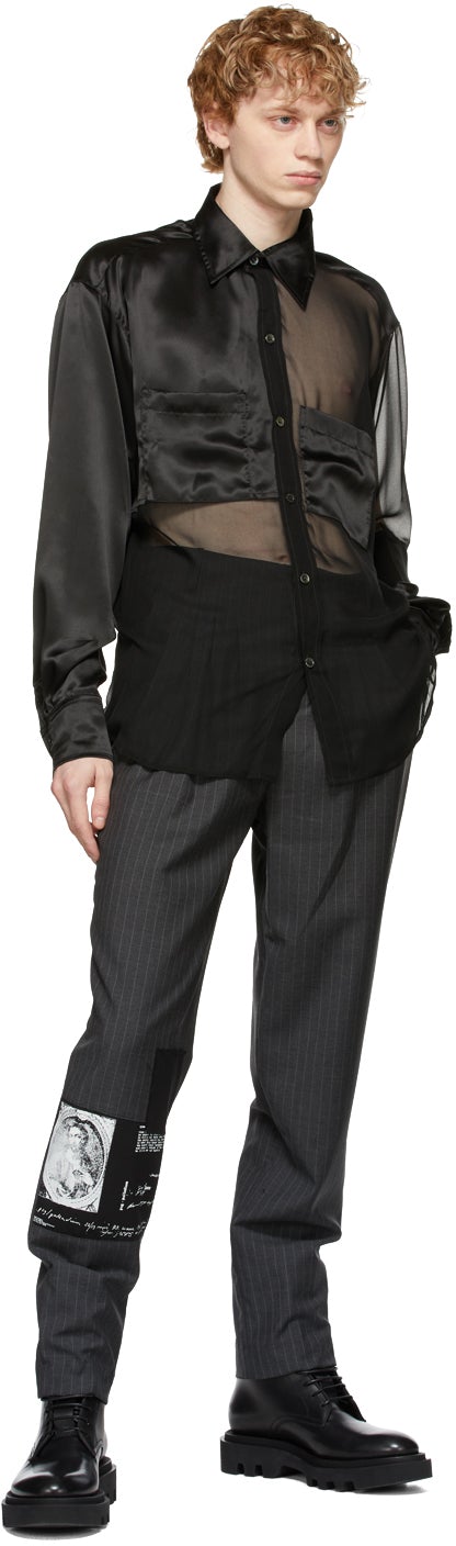 Enfants Riches DÃ©primÃ©s Grey Pinstripe Assemblage Pleated Trousers