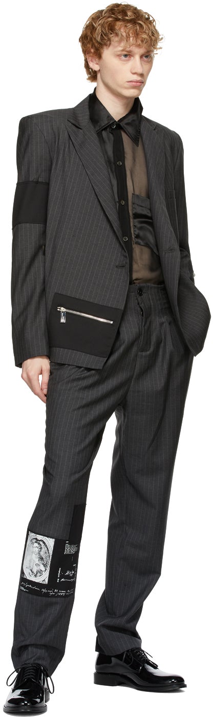 Enfants Riches DÃ©primÃ©s Grey Wool Pinstripe Oedipus Blazer