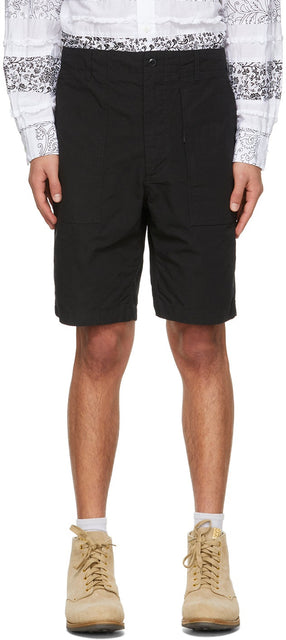 Engineered Garments Black Ripstop Fatigue Shorts - Courments d'ingénierie Noir Ripstop Fatigue Shorts - 엔지니어링 의류 검은 ripstop 피로 반바지