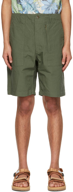 Engineered Garments Khaki Ripstop Fatigue Shorts - Courments d'ingénierie Kaki Ripstop Shorts de fatigue - 엔지니어링 의류 카키 립스틱 피로 반바지