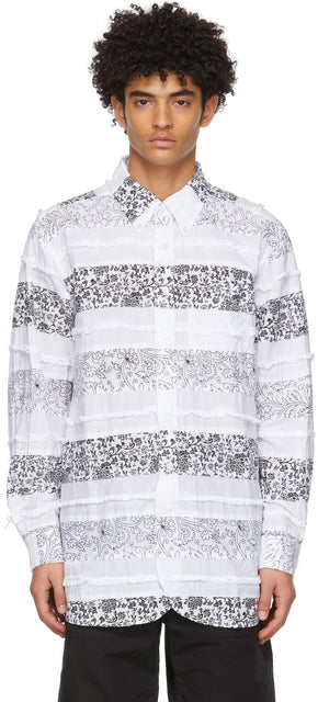 Engineered Garments White Floral Patchwork 19th Century BD Shirt - Vêtements d'ingénierie Patchwork White Floral Patchwork 19ème siècle BD T-shirt - 엔지니어링 의류 화이트 플로랄 패치 워크 19 세기 BD 셔츠
