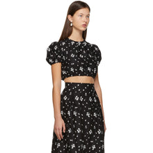 Erdem Black Embroidered Romi Cropped T-Shirt
