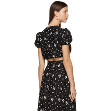 Erdem Black Embroidered Romi Cropped T-Shirt