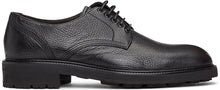 Ermenegildo Zegna Black Leather Arezzo Flex Derbys - Ermenegildo Zegna Cuir noir Arezzo Flex Derbys - Ermenegildo Zegna 블랙 가죽 아레 초 Flex Derbys.