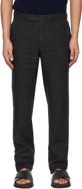 Ermenegildo Zegna Black Pure Linen Trousers - Ermenegildo Zegna Pantalon en lin pur noir - Ermenegildo Zegna 검은 순수 린넨 바지