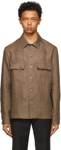 Ermenegildo Zegna Brown Pure Linen Shirt - Hermenegildo zegna chemise de lin pur brun brun - Ermenegildo Zegna 갈색 순수 린넨 셔츠