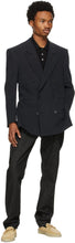 Ermenegildo Zegna Couture Black Linen Oversized Double-Breasted Blazer