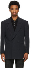 Ermenegildo Zegna Couture Black Linen Oversized Double-Breasted Blazer - Ermenegildo Zegna Couture Blazer à double boutonnage surdimensionné surdimensionné - Ermenegildo Zegna Couture 블랙 리넨 대형 더블 브레스트 블레이저