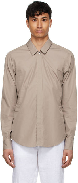 Ermenegildo Zegna Couture Taupe Poplin Shirt - Hermenegildo Zegna Couture Taupe Poplin Shirt - Ermenegildo Zegna Couture Taupe Poplin Shirt.