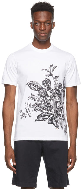 Ermenegildo Zegna Couture White Floral Print T-Shirt - Ermenegildo Zegna Couture T-shirt imprimé floral blanc - Ermenegildo Zegna Couture 흰색 꽃 프린트 티셔츠