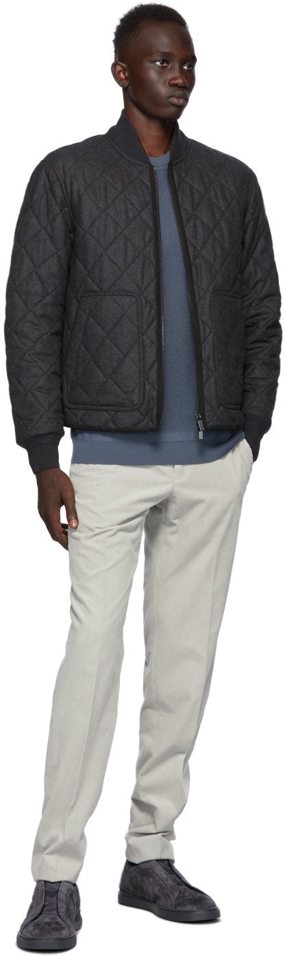 Ermenegildo Zegna Grey Corduroy Trousers