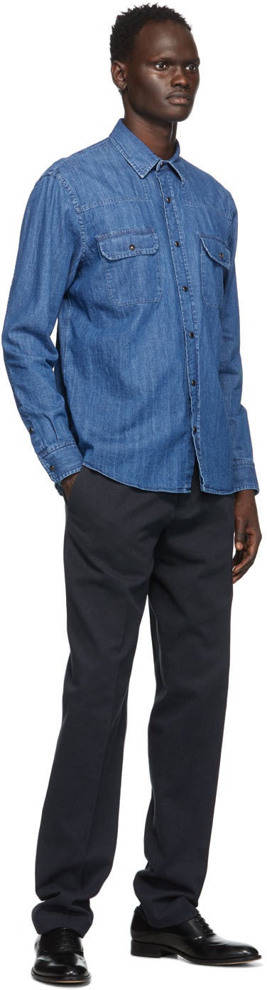 Ermenegildo Zegna Navy Cotton Twill Trousers