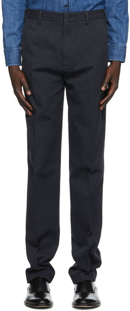 Ermenegildo Zegna Navy Cotton Twill Trousers - Pantalon en sergé de coton en ermenegildo Zegna Navy - Ermenegildo Zegna 해군 코튼 능 직물 바지