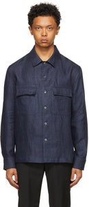 Ermenegildo Zegna Navy Pure Linen Shirt - Ermenegildo Zegna Navy pure chemise de lin - Ermenegildo Zegna 해군 순수 린넨 셔츠
