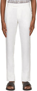 Ermenegildo Zegna White Pure Linen Trousers - Ermenegildo Zegna Pantalon en lin pur blanc - Ermenegildo Zegna 화이트 순수 린넨 바지