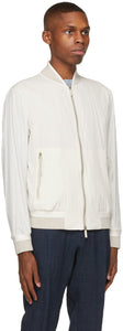 Ermenegildo Zegna White Seersucker Bomber Jacket