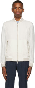Ermenegildo Zegna White Seersucker Bomber Jacket - Ermenegildo zegna blanche blanche veste bombardière - Ermenegildo Zegna White Seersucker Bomber Jacket.