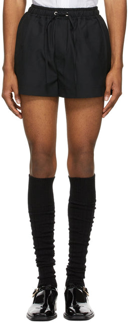 Ernest W. Baker Black Elastic Waist Shorts - Ernest W. Baker Black Elastic Taille Shorts - Ernest W. 베이커 블랙 탄성 허리 반바지