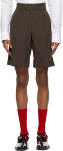 Ernest W. Baker Brown Pinstripe Tailored Shorts - Ernest W. Baker Brown Pinstripe Shorts sur mesure - Ernest W. Baker Brown Pinstripe 맞춤 반바지