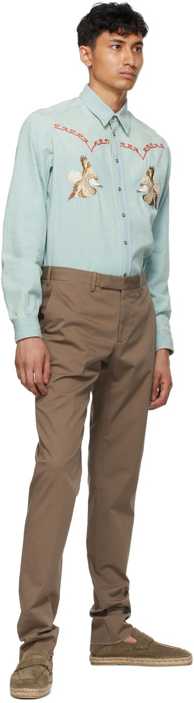 Etro Blue Embroidered Shirt