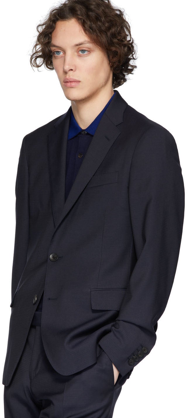 Etro Navy Wool Houndstooth Suit