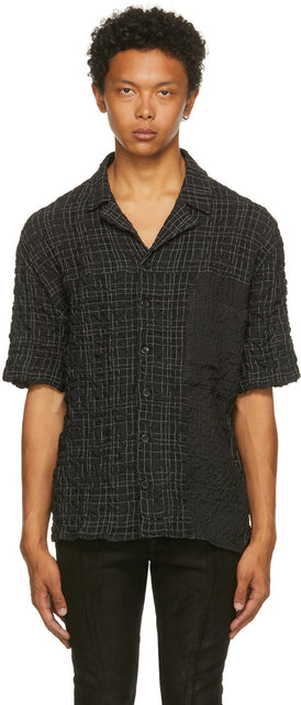 FREI-MUT Black Check Klemperer Short Sleeve Shirt - Frei-mut Black Check Klemperer Shirt à manches courtes - Frei-Mut Black 체크 클리미퍼 짧은 소매 셔츠