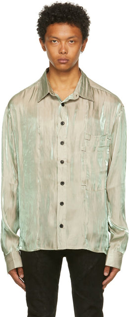 FREI-MUT Grey Iridescent Ila Shirt - Chemise Iridescente Iridescente Frei-Mut - Frei-mut 회색 무지개 빛깔의 일라 셔츠
