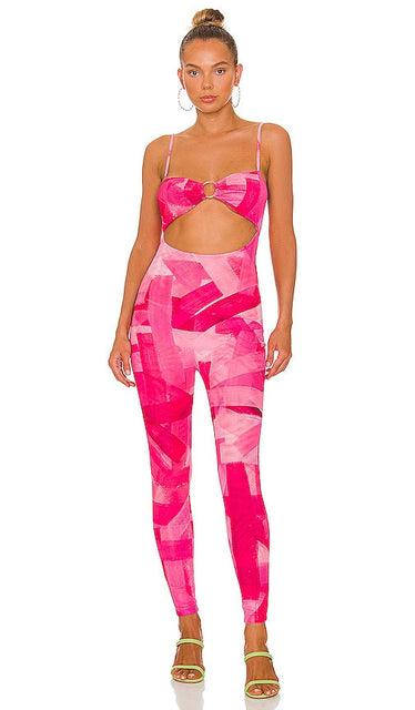 Farai London Cut Out Jumpsuit in Fuchsia Farai London a coupé la combinaison à Fuchsia 法赖伦敦剪裁了紫红色的连身裤