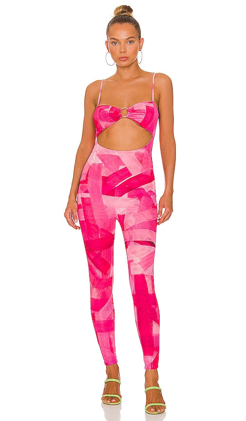 Farai London Cut Out Jumpsuit in Fuchsia Farai London a coupé la combinaison à Fuchsia 法赖伦敦剪裁了紫红色的连身裤