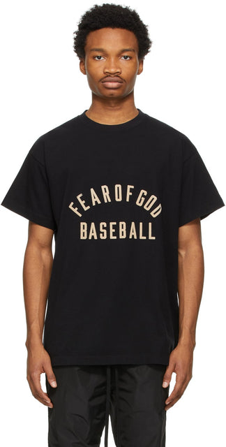 Fear of God Black 'Baseball' T-Shirt - Peur du t-shirt de God Black 'Baseball' - 흑인 '야구'티셔츠에 대한 두려움