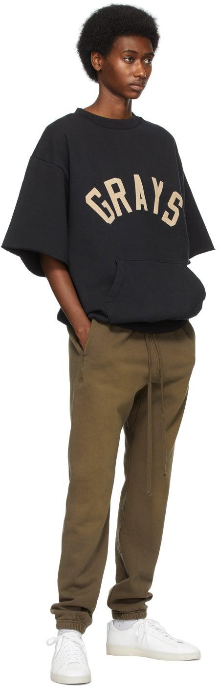 Fear of God Black Three-Quarter Sleeve 'Grays' T-Shirt