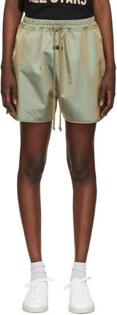Fear of God Green Iridescent Track Shorts - Peur de la piste irisé de Dieu vert - 녹색 무지개 빛깔의 트랙 반바지에 대한 두려움