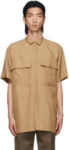 Fear of God Tan Crepe Short Sleeve Shirt - Peur de la chemise à manches courtes de dieu crêpe - 하나님의 두려움 tan crepe 짧은 소매 셔츠